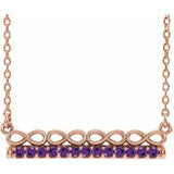 14K Rose Natural Amethyst Infinity-Inspired Bar 18" Necklace