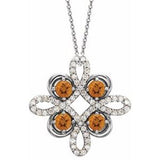 14K White Natural Citrine &amp; 1/8 CTW Natural Diamond Clover 18" Necklace