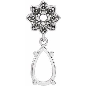 14K White 8x5 mm Pear Floral-Inspired Pendant Mounting