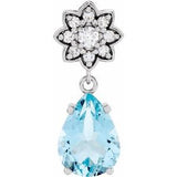 14K White Natural Aquamarine &amp; .08 CTW Natural Diamond Floral-Inspired Pendant