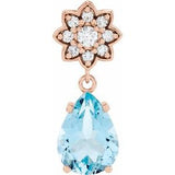14K Rose Natural Aquamarine &amp; .08 CTW Natural Diamond Floral-Inspired Pendant