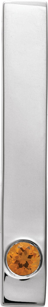 Sterling Silver Natural Citrine Family Engravable Bar Pendant