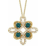 14K Yellow Natural Alexandrite &amp; 1/6 CTW Natural Diamond Clover 18" Necklace