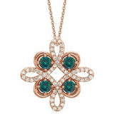 14K Rose Lab-Grown Alexandrite &amp; 1/6 CTW Diamond Clover 18" Necklace