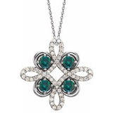14K White Natural Alexandrite &amp; 1/6 CTW Natural Diamond Clover 18" Necklace