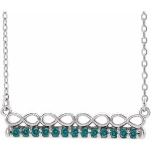 14K White Natural Alexandrite Infinity-Inspired Bar 18" Necklace