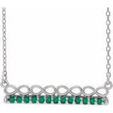 Platinum Natural Emerald Infinity-Inspired Bar 16" Necklace