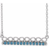 14K White Natural Aquamarine Infinity-Inspired Bar 18" Necklace