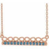14K Rose Natural Aquamarine Infinity-Inspired Bar 16" Necklace