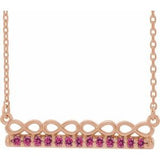 14K Rose Natural Pink Tourmaline Infinity-Inspired Bar 16" Necklace