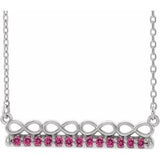 14K White Natural Pink Tourmaline Infinity-Inspired Bar 18" Necklace