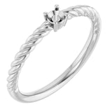 Platinum 3mm Round Solitaire Rope Ring Mounting