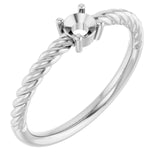 Sterling Silver 4mm Round Solitaire Rope Ring Mounting