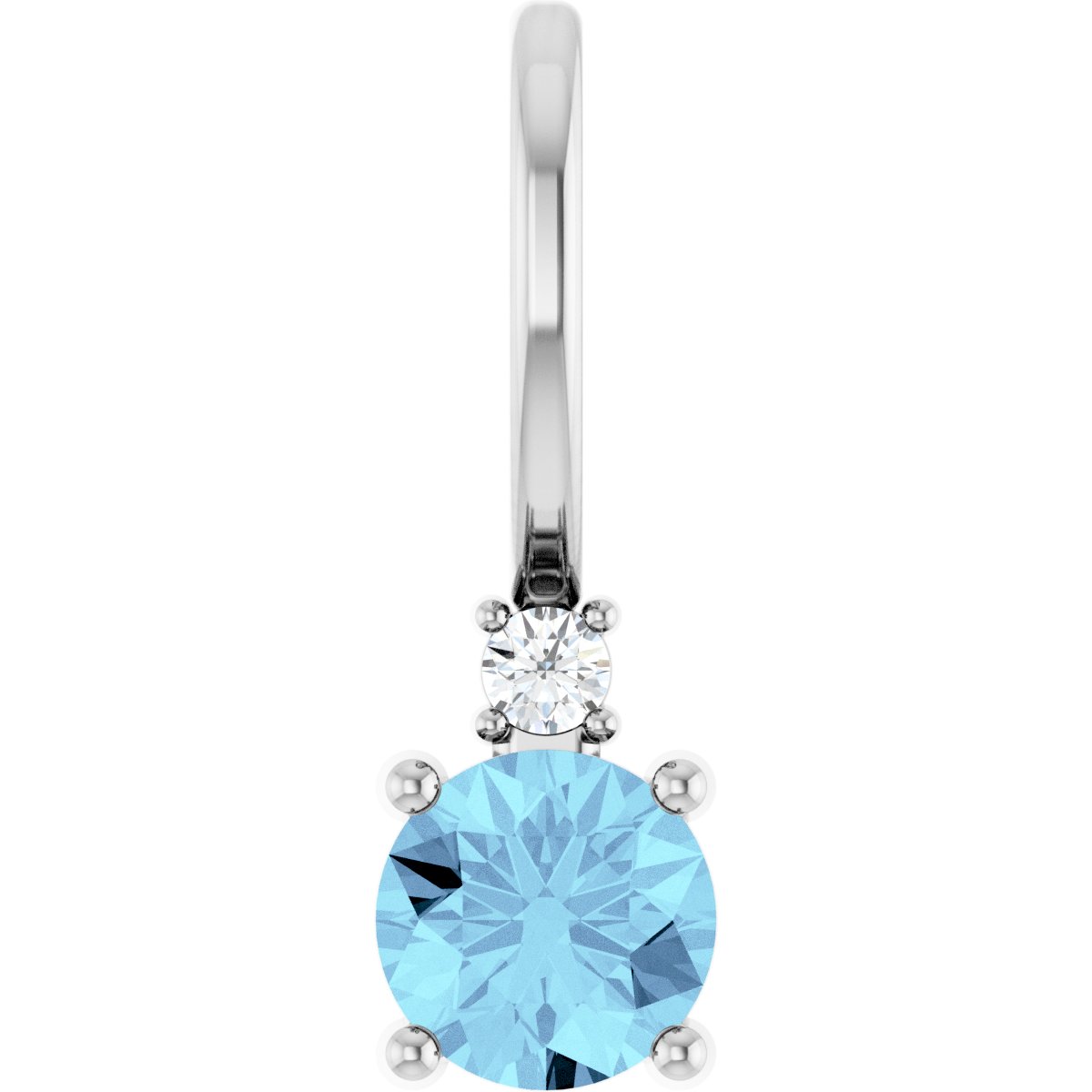 88002 / Pendant / Set / Platinum / Round / Natural Aquamarine / 4Mm :: 0.015 Ct / Natural Diamond / Si2-Si3, GH / Polished / Natural Aquamarine And .015 Ct Natural Diamond Charm/Pendant