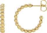14K Yellow Gold Beaded 17mm Hoop Earrings