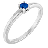 14K White Natural Blue Sapphire Ring