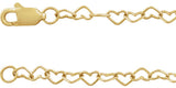 14K Yellow Gold 3.2mm Heart Cable 7" Chain