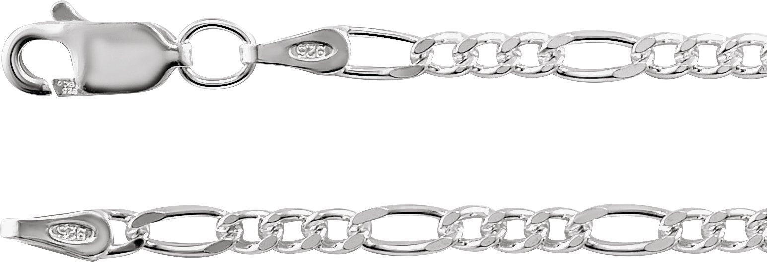 Sterling Silver 2.5mm Figaro 7" Chain